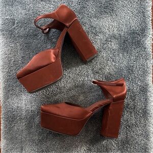 Jeffrey Campbell Satin Platforms (Rust)